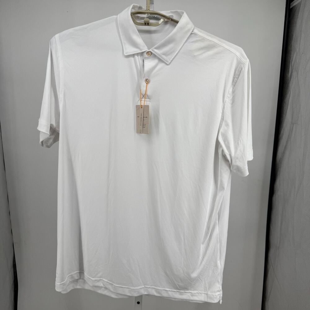 Peter Millar Performance Golf Polo Shirt Mens L White Sun Protection Golf Sports